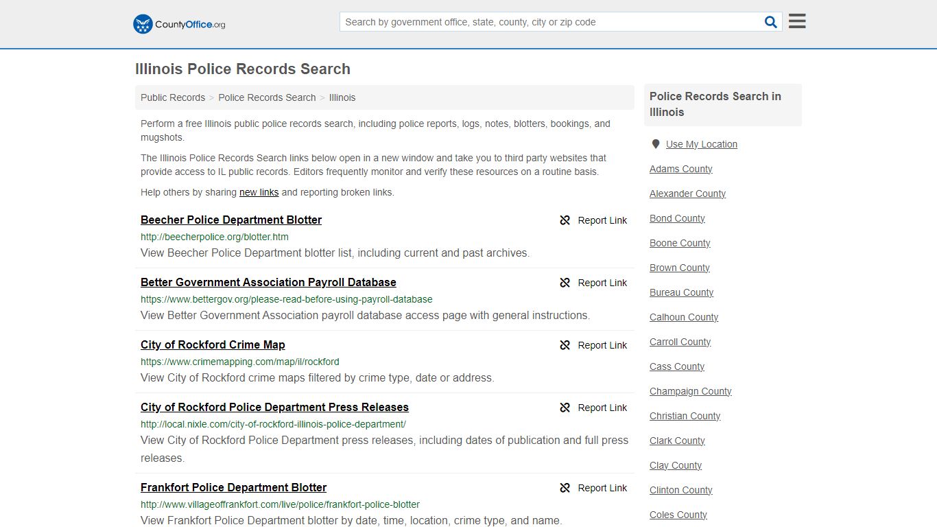 Illinois Police Records Search - County Office